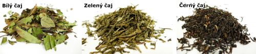 Bílý čaj-zelený čaj-černý čaj