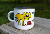 Smaltovaný hrneček plecháček KOČKY, 8cm Kočky plechový hrneček plecháček