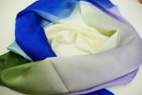 Saténový šátek Zelená-Modrá