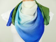 Saténový šátek Zelená-Modrá