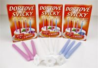 Dortové svíčky s držáky Tři barvy 