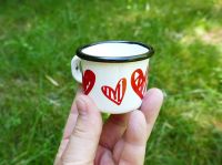 Smaltovaný hrneček MINI SRDCE, 5cm Tryado Mini hrníček plecháček srdíčka