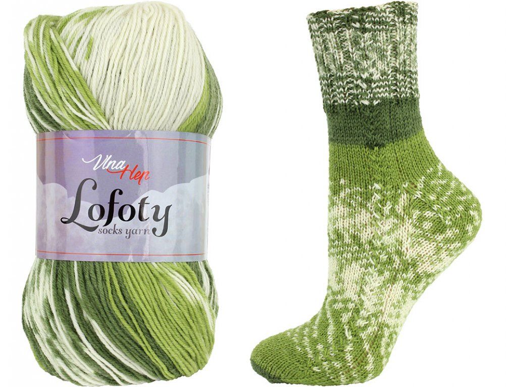 Vlna na pletení ponožek zelená