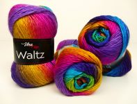 PŘÍZE NA PLETENÍ Premium akryl Waltz DUHOVÁ, 100g