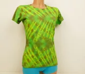 Dámské batikované tričko GREEN CIKCAK, S Šťastní lidé-M Dámské zelené tričko batika