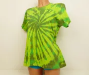 Dámské batikované tričko GREEN SPIDER, L Šťastní lidé-M Dámské zelené tričko