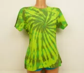 Dámské batikované tričko GREEN SPIDER, L Dámské zelené tričko