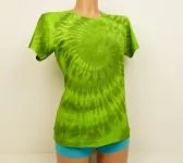 Dámské batikované tričko ZELENÁ SPIRÁLA, M Šťastní lidé-M Dámské zelené tričko batika
