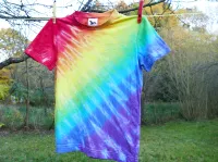 Dětské batikované tričko DUHA SPIRIT, M Šťastní lidé-M Dětské duhové tričko batika