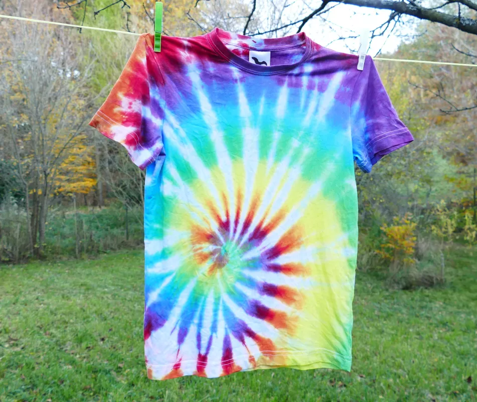 Dětské batikované tričko DUHOVÁ PALETA, L Šťastní lidé-M Dětské duhové tričko batika