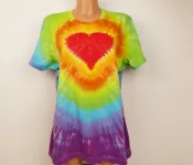 Dámské batikované tričko DUHOVÉ SRDCE, 2XL