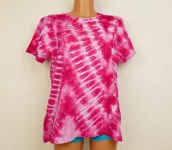 Dámské batikované tričko RŮŽOVÝ CIKCAK, XL Šťastní lidé-M Dámské růžové tričko batika