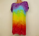 Dámské dlouhé tričko (šaty) DUHOVÁ FANTAZIE, M Šťastní lidé-M Duhové šaty batika
