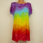 Dámské dlouhé tričko (šaty) DUHOVÁ FANTAZIE, M Šťastní lidé-M Duhové šaty batika