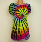 Dámské dlouhé tričko (šaty) DUHOVÁ REBELKA, M Šťastní lidé-M Duhové batikované šatičky