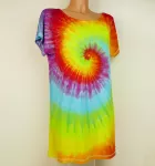 Dámské dlouhé tričko (šaty) DUHOVÁ SPIRÁLA, L Šťastní lidé-M Dámské duhové tričko batika