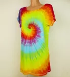 Dámské dlouhé tričko (šaty) DUHOVÁ SPIRÁLA, L Šťastní lidé-M Dámské duhové tričko batika