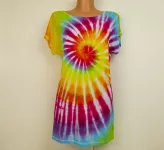 Dámské dlouhé tričko (šaty) DUHOVÁ SPIRÁLA, L Šťastní lidé-M Dámské duhové šaty batika