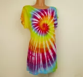 Dámské dlouhé tričko (šaty) DUHOVÁ SPIRÁLA, L Šťastní lidé-M Dámské duhové šaty batika