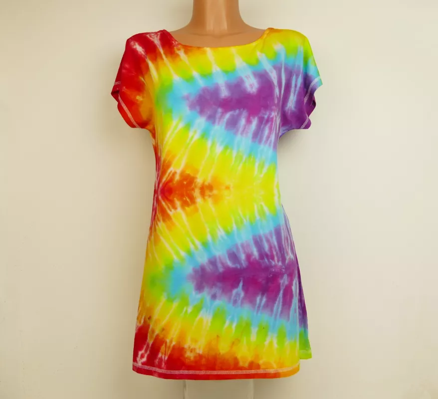 Duhové šaty batika