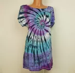 Dámské dlouhé tričko (šaty) MODRÁ VITRÁŽ, L Šťastní lidé-M Modré batikované šaty