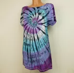 Dámské dlouhé tričko (šaty) MODRÁ VITRÁŽ, L Šťastní lidé-M Modré batikované šaty