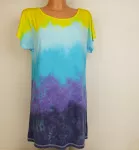 Dámské dlouhé tričko (šaty) MOŘE, XL Šťastní lidé-M Modré batikované šaty tričko Moře