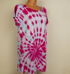 Dámské dlouhé tričko (šaty) PINK BLANKYT, XL Šťastní lidé-M Batikované tričko šaty