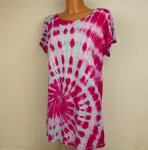 Dámské dlouhé tričko (šaty) PINK BLANKYT, XL Šťastní lidé-M Batikované tričko šaty