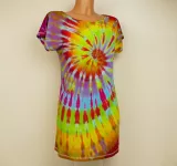 Dámské dlouhé tričko (šaty) ŠAMANKA, M Šťastní lidé-M Duhové batikované šatičky