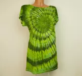 Dámské dlouhé tričko (šaty) ZELENÁ SPIRÁLA, M Šťastní lidé-M Dámské batikované šaty zelené