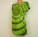 Dámské dlouhé tričko (šaty) ZELENÁ SPIRÁLA, M Šťastní lidé-M Dámské batikované šaty zelené