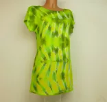 Dámské dlouhé tričko (šaty) ZELENÝ CIKCAK, M Šťastní lidé-M Zelené šaty batika