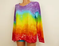 Dámské tričko dlouhý rukáv DUHOVÁ FANTAZIE, XL Šťastní lidé-M Dámské duhové tričko batika