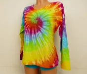 Dámské tričko dlouhý rukáv batika DUHOVÁ SPIRÁLA, XL Šťastní lidé-M Dámské duhové tričko batika