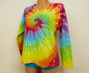 Dámské tričko dlouhý rukáv batika DUHOVÁ SPIRÁLA, XL Šťastní lidé-M Dámské duhové tričko batika