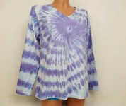 Dámské tričko dlouhý rukáv batika FIALKOVÁ SPIRÁLA, XL Šťastní lidé-M