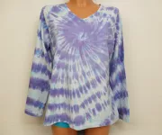 Dámské tričko dlouhý rukáv batika FIALKOVÁ SPIRÁLA, XL Šťastní lidé-M