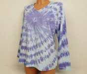 Dámské tričko dlouhý rukáv batika FIALKOVÁ SPIRÁLA, XL