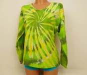Dámské tričko dlouhý rukáv batika GREEN LIGHT, XL Šťastní lidé-M Dámské zelené tričko batika