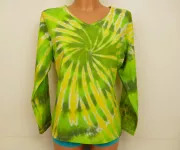 Dámské tričko dlouhý rukáv batika GREEN LIGHT, XL Šťastní lidé-M Dámské zelené tričko batika