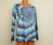 Dámské tričko dlouhý rukáv MODRÁ SPIRÁLA, XL