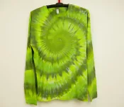 Pánské tričko dlouhý rukáv batika ZELENÁ SPIRÁLA, XL