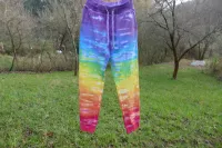 REZERVÉ! Pánské POHODLNÉ KALHOTY (tepláky) batika DUHOVÉ, L Šťastní lidé-M Pánské duhové kalhoty batika