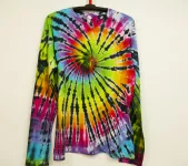 Pánské tričko dlouhý rukáv batika DUHOVÝ REBEL, 2XL Šťastní lidé-M Batikované duhové tričko