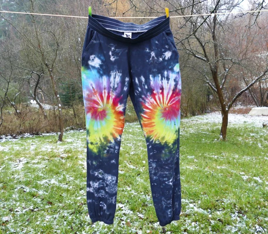 Batikované kalhoty tepláky s kapsami