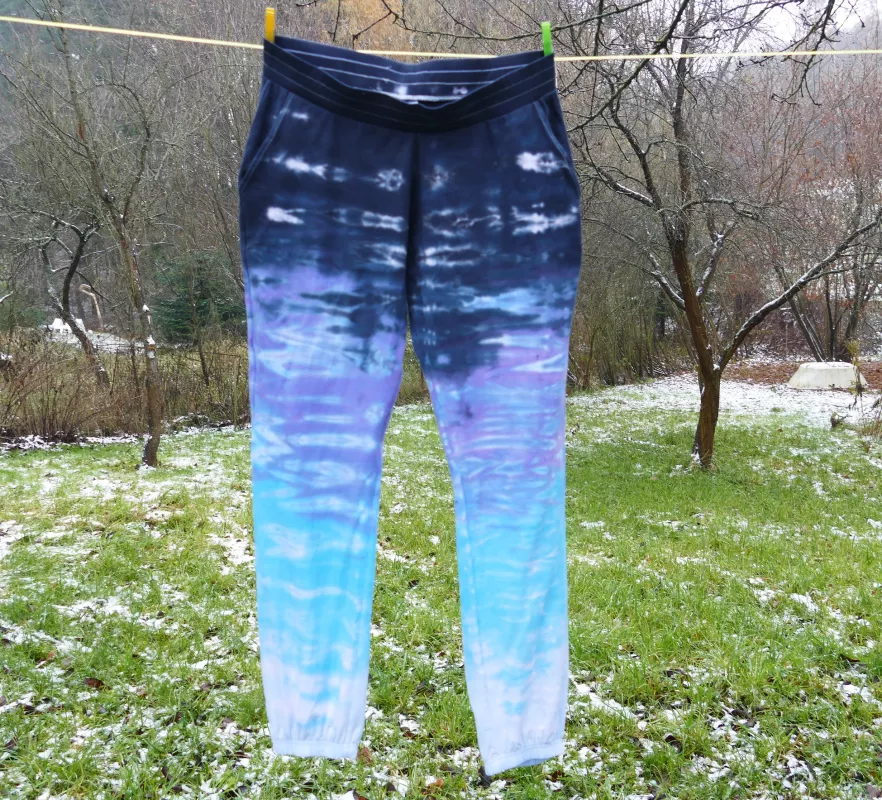 Modré batikované tepláky 