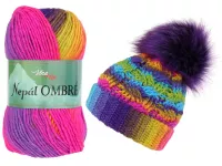 PŘÍZE NA PLETENÍ Nepál Ombré  DUHA, 100g