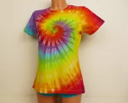 Dámské batikované tričko DUHOVÁ SPIRÁLA, M Šťastní lidé-M Dámské duhové tričko batika