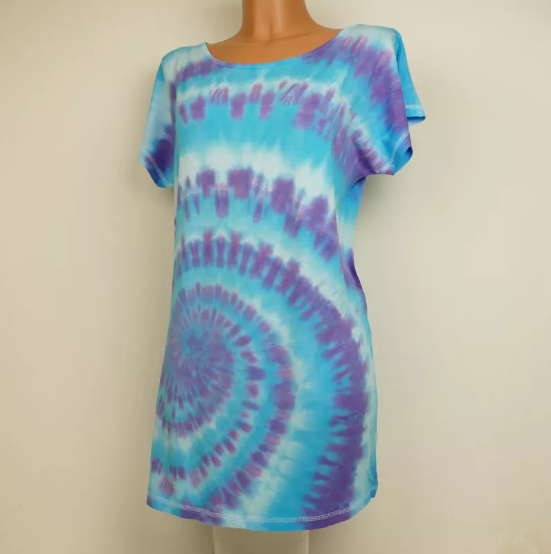 Modré batikované tričko šaty 